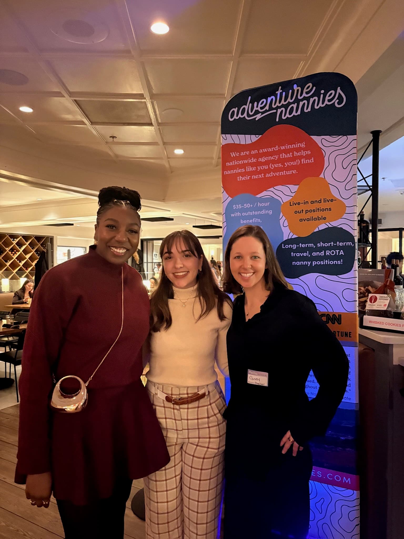 Jenna with two nannies at an Adventure Nannies event.